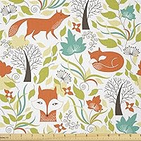 Vista 64 de Ambesonne Tela de Fiesta Popstar por Yarda, Estilo de Dibujos Animados Garabatos Dibujados a Mano Tema Musical Impresión de Arte Lineal, Tela