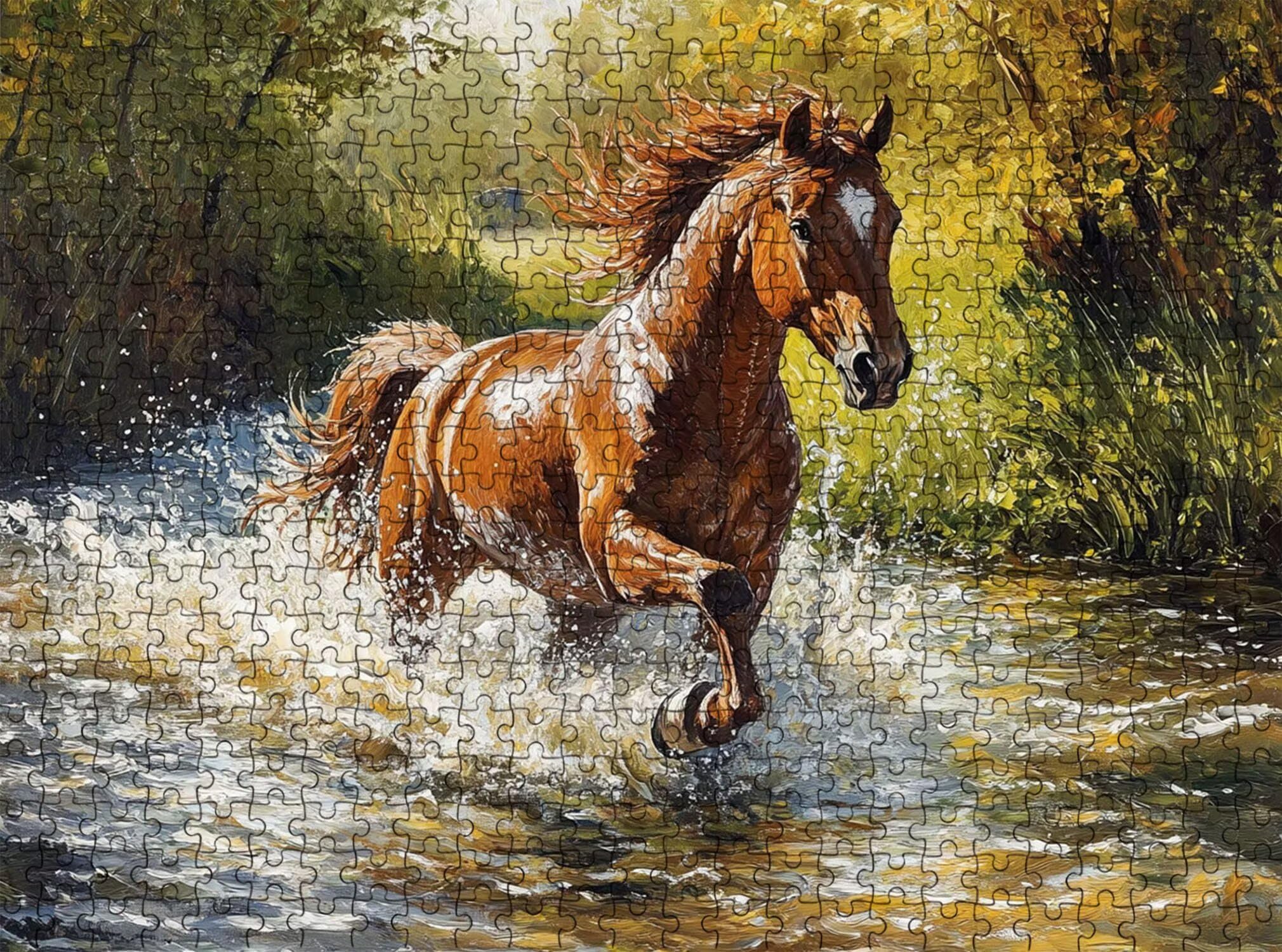 Puzzle 2000 Pezzi Classici, Puzzle cavallo fiume 99 x 70 cm, Gioco Educativo e Antistress in Legno con Poster Incluso, Ttività DIY per Famiglia, Regalo per Appassionati, Decor Parete Casa, f0-658