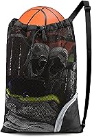 BeeGreen XL Mesh Drawstring Swim Backpack - Foldable Gym Beach Bag for Pool Sports Soccer Basketball Gear Black
