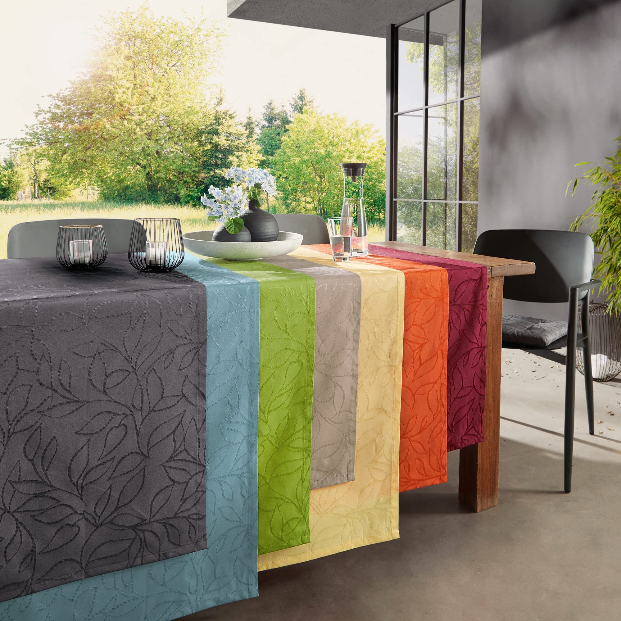 Erwin Müller Outdoor-Tischdecke Terrassa abwaschbar orange Größe rund: 160 cm Ø