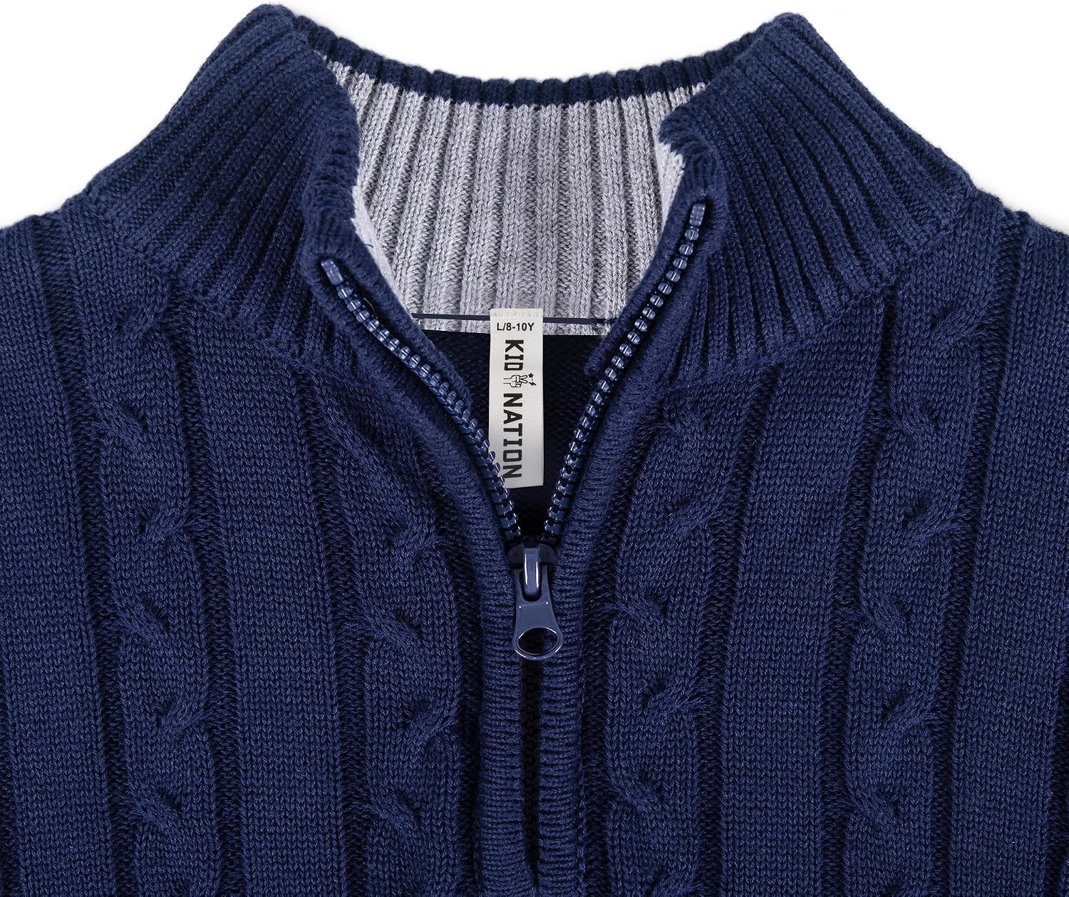 Kid Nation Boys Sweater Cotton Quarter Zip Sweater Kids Cable Knit Pullover