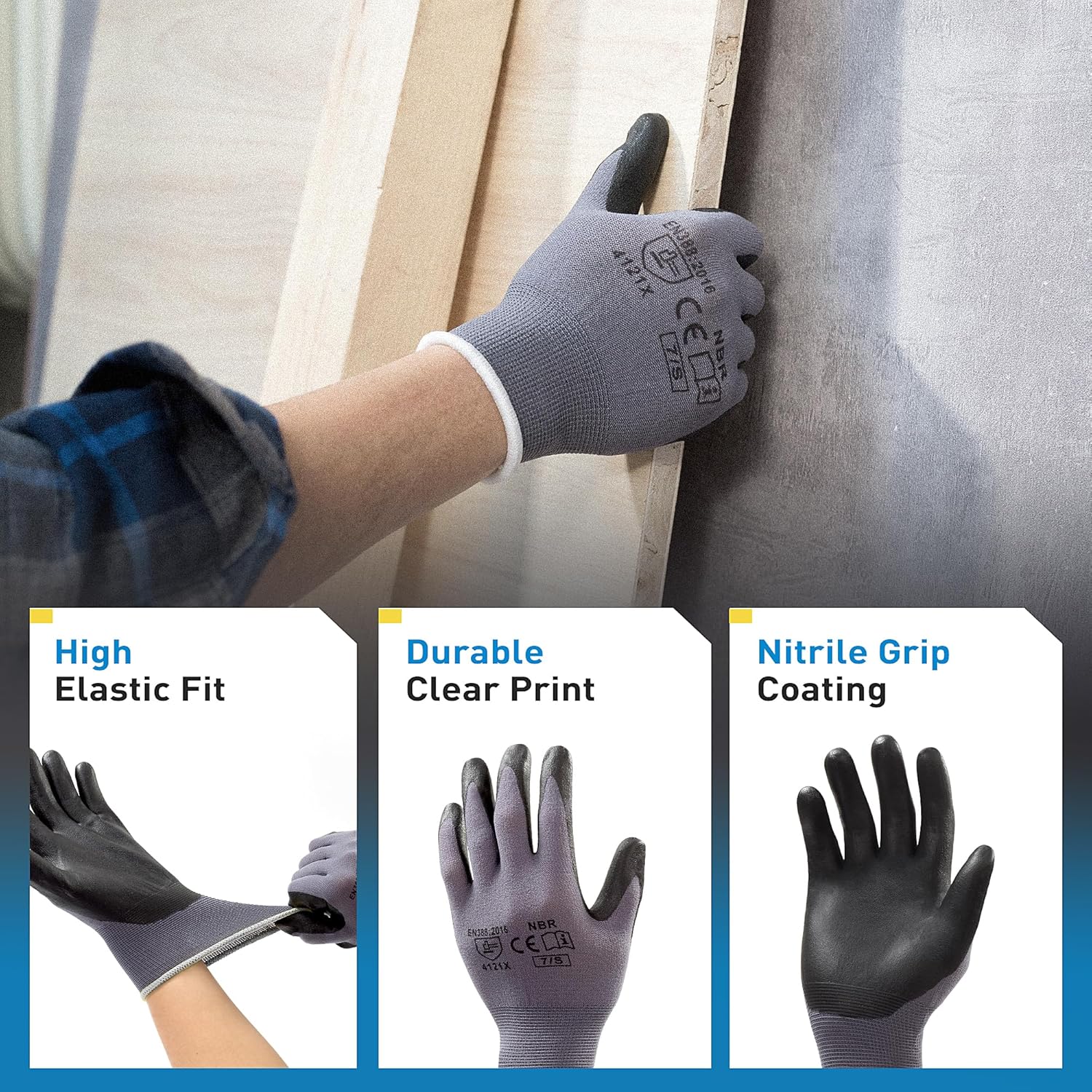 S SATC Safety Work Gloves Foam Nitrile Coated Touchscreen Knit Nylon Gloves for Men & Women, Ideal for Gardening, Warehouse