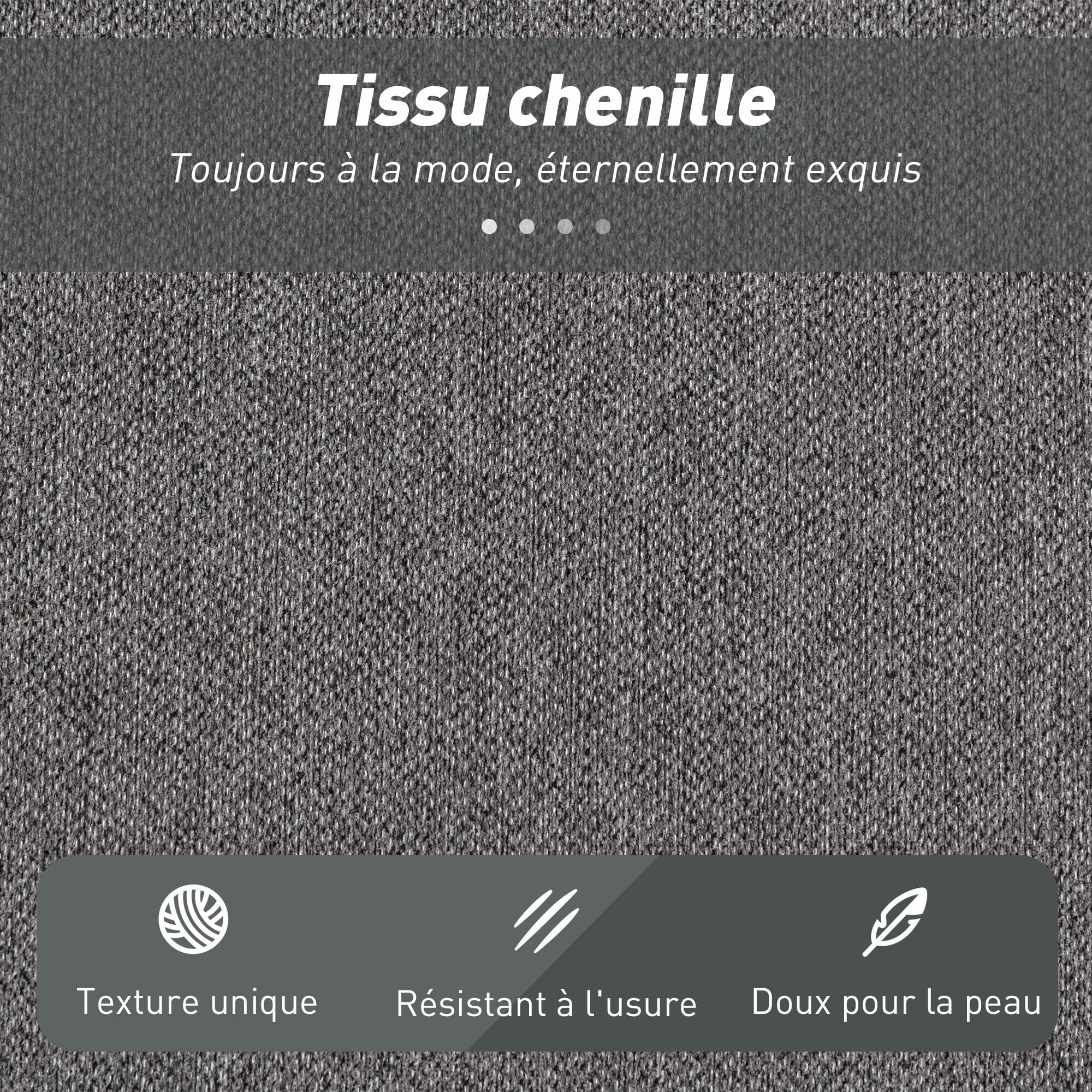 HOMCOM Canapé Convertible 2 Places Canapé-Lit Chenille 203 cm 360kg Gris | Assise et Accoudoirs Larges, 2 Coussins, Entièrement Compressé, pour Salon, Petit Espace, Aucun Assemblage Requis