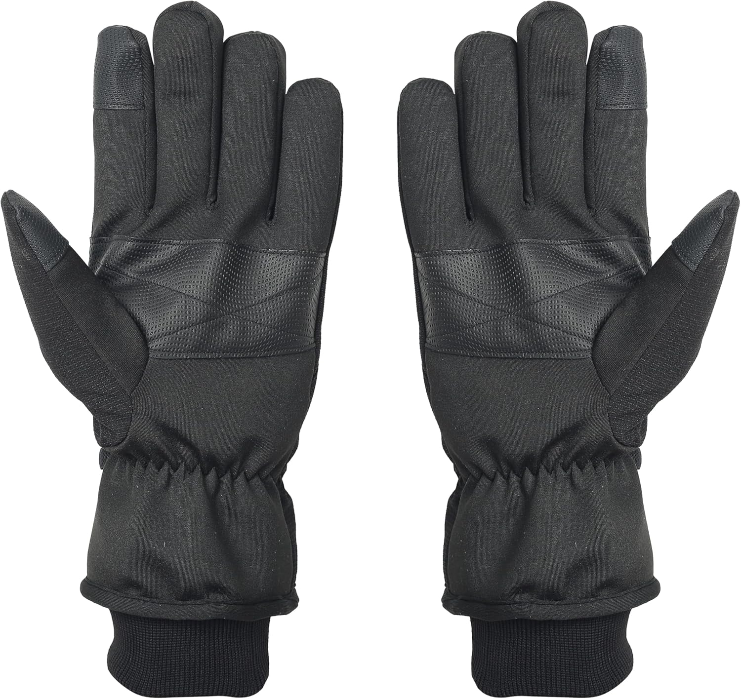 Heat Logic Unisex 2-Layer Woven Stretch Gloves with Fleece Lining and Touchscreen Compatibility for Men and Women - M/L (Black)