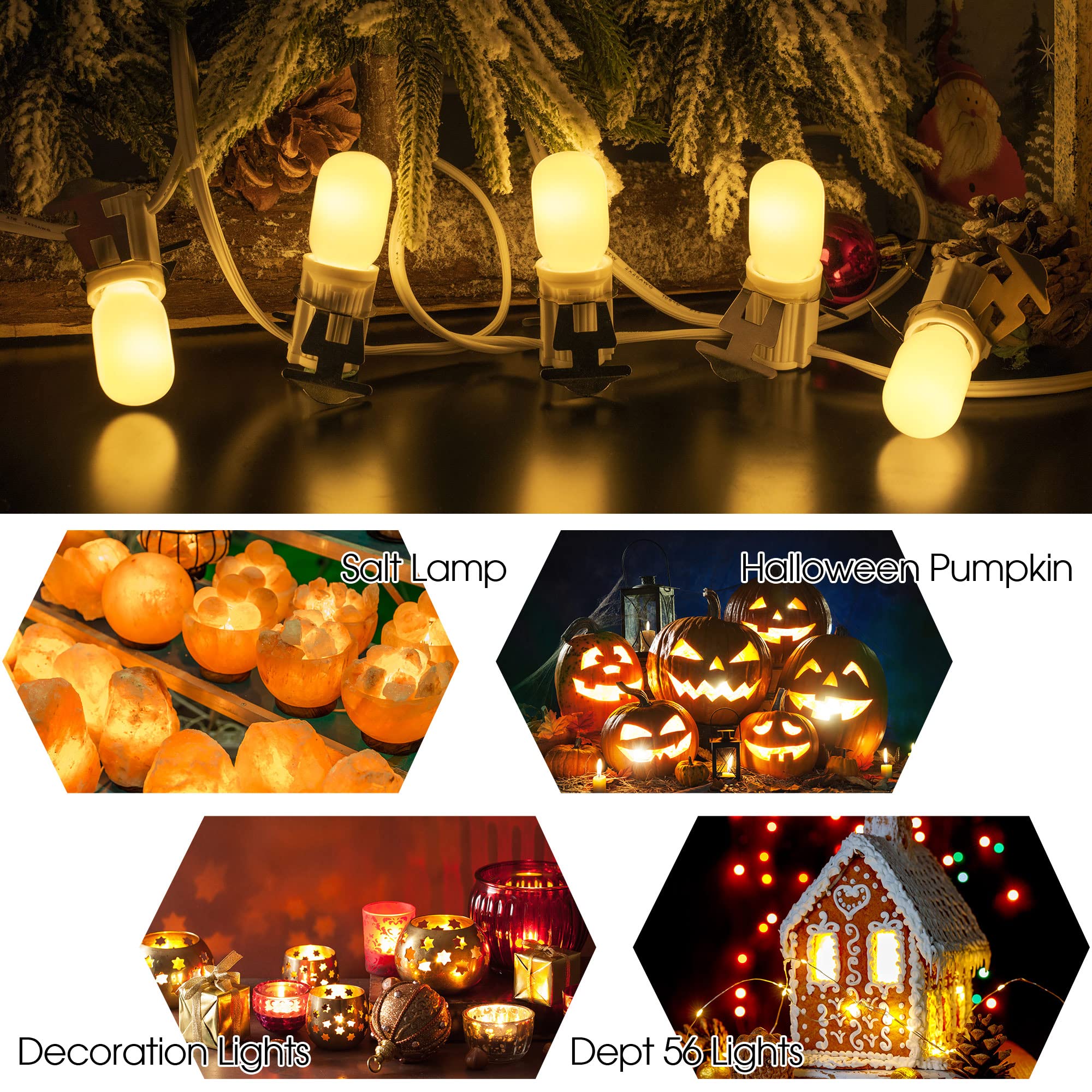 Meonum 6 Pieces Christmas Village Replacement Light Bulbs, E12