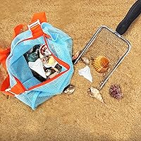 Vista 3 de 2 PCS Palas de Malla de Playa con 2 PCS Bolsas de Playa de Malla para Filtrar Arena, Recogedor de Conchas para Niños para Recoger Conchas, Tamiz