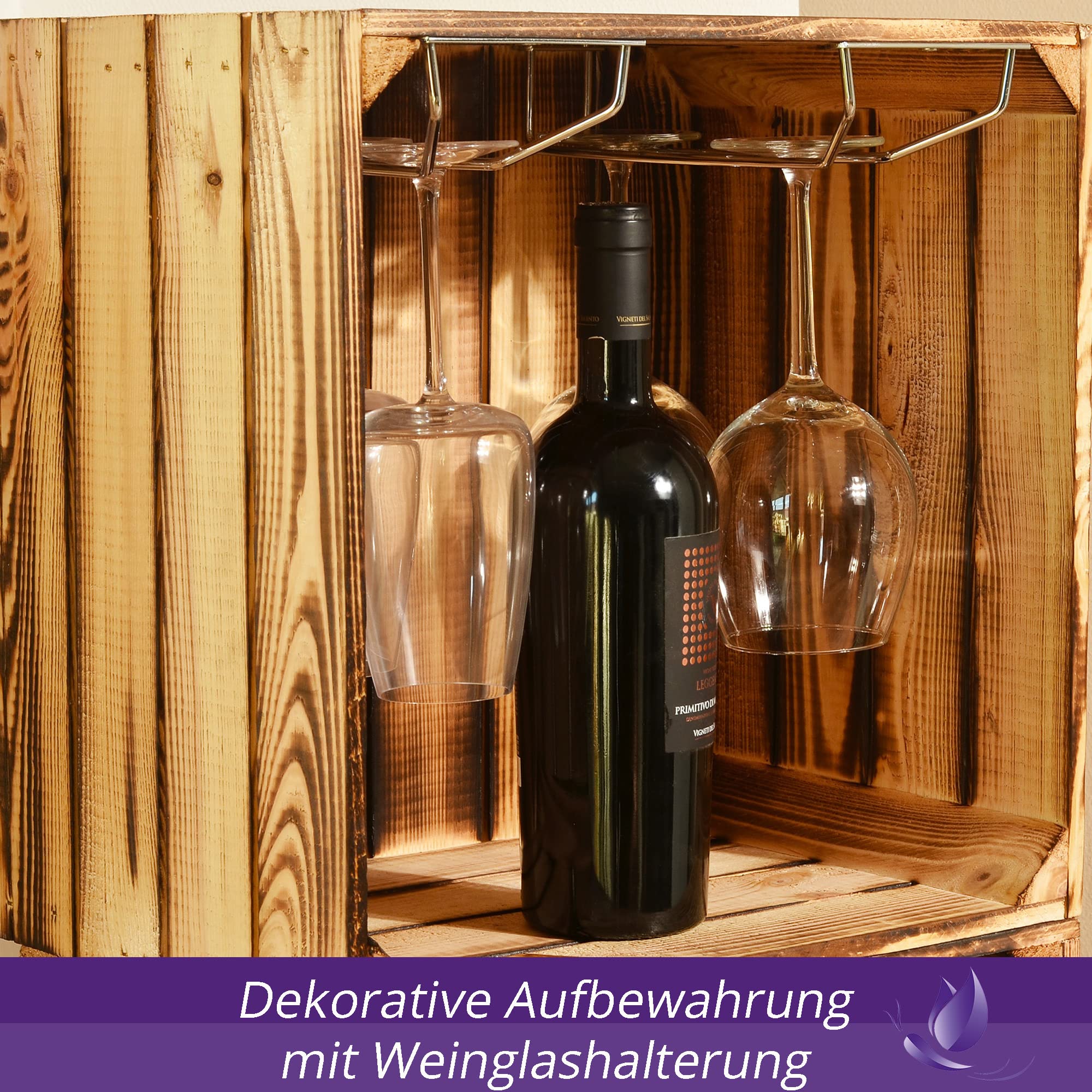 Weinregal Wino Set aus Holz - Geflammt Komboset