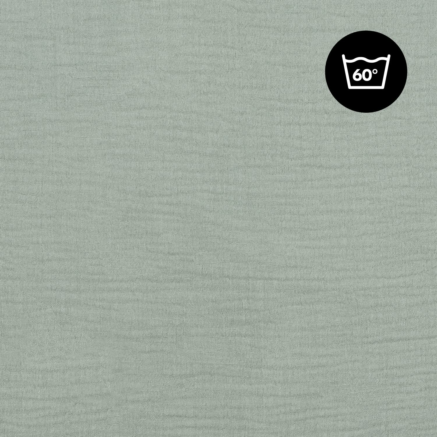 hauck Baby Spannbettlaken 60x120 cm für Reisebettmatratzen, Baby Matratzenbezug Baumwolle Musselin, 60° C Maschinenwäsche, Babybettlaken mit Gummizug (Sage)
