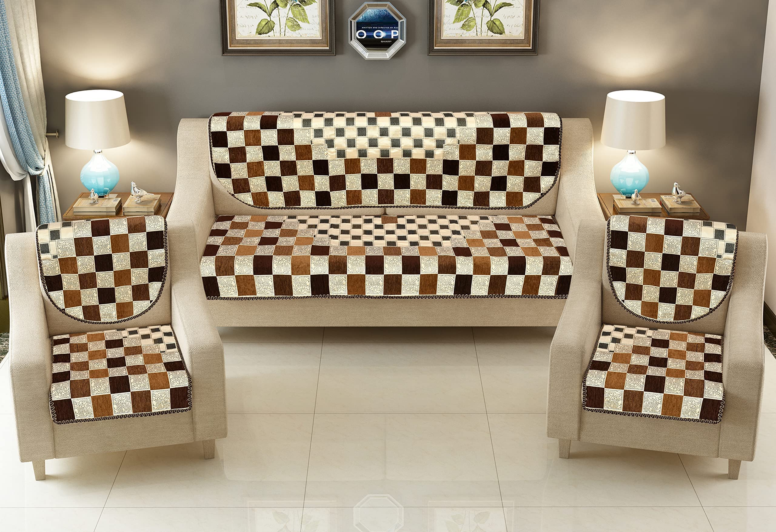 SAWNA Homes Chenille Sofa Cover Set 5 Seater for Living Room - 3 Seater & 2 Seater Sofa Slip Covers for Home - Premium Furniture Protector Panels for Sofa Couch Office, 10 Piece, Coffee (B09HXQ4ZR4) Amazon Price History, Amazon Price Tracker