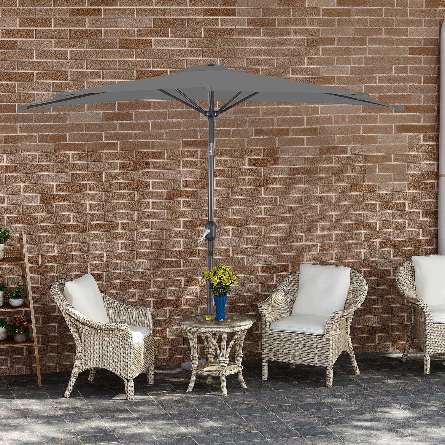 Angel Living Półparasol przeciwsłoneczny, 2,7 m, z korbą i pochyleniem, ochrona przed promieniowaniem UV, na taras, basen, balkon i do ogrodu