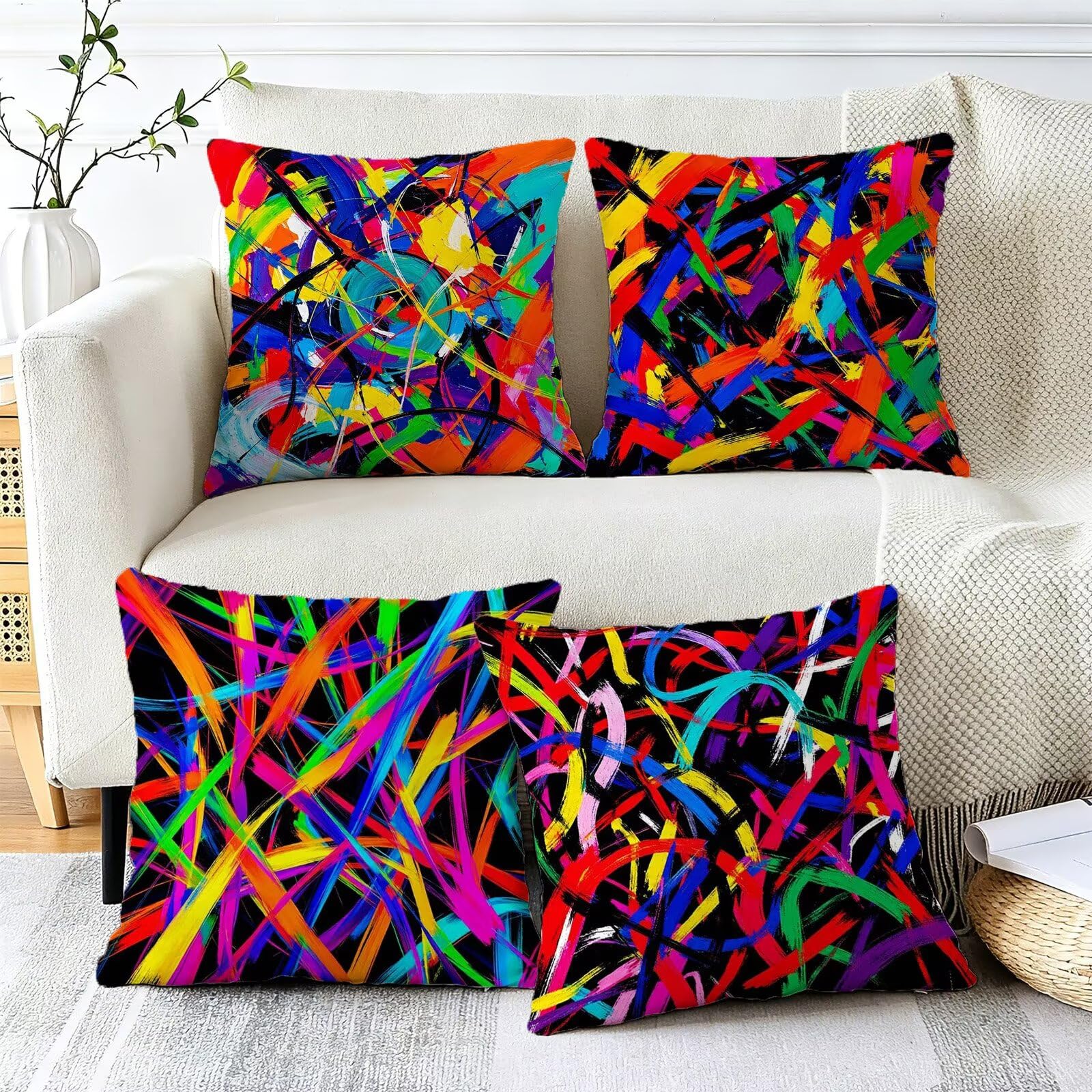 Cojines Exterior Vistoso Funda Almohada 45x45cm Juego de 4, Cod-477