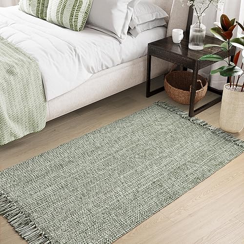 Miniatura 377 de Collive - Tapete de 27 x 43 pulgadas, lavable a máquina, para interiores y exteriores, de bajo perfil, suave algodón tejido a mano, para baño