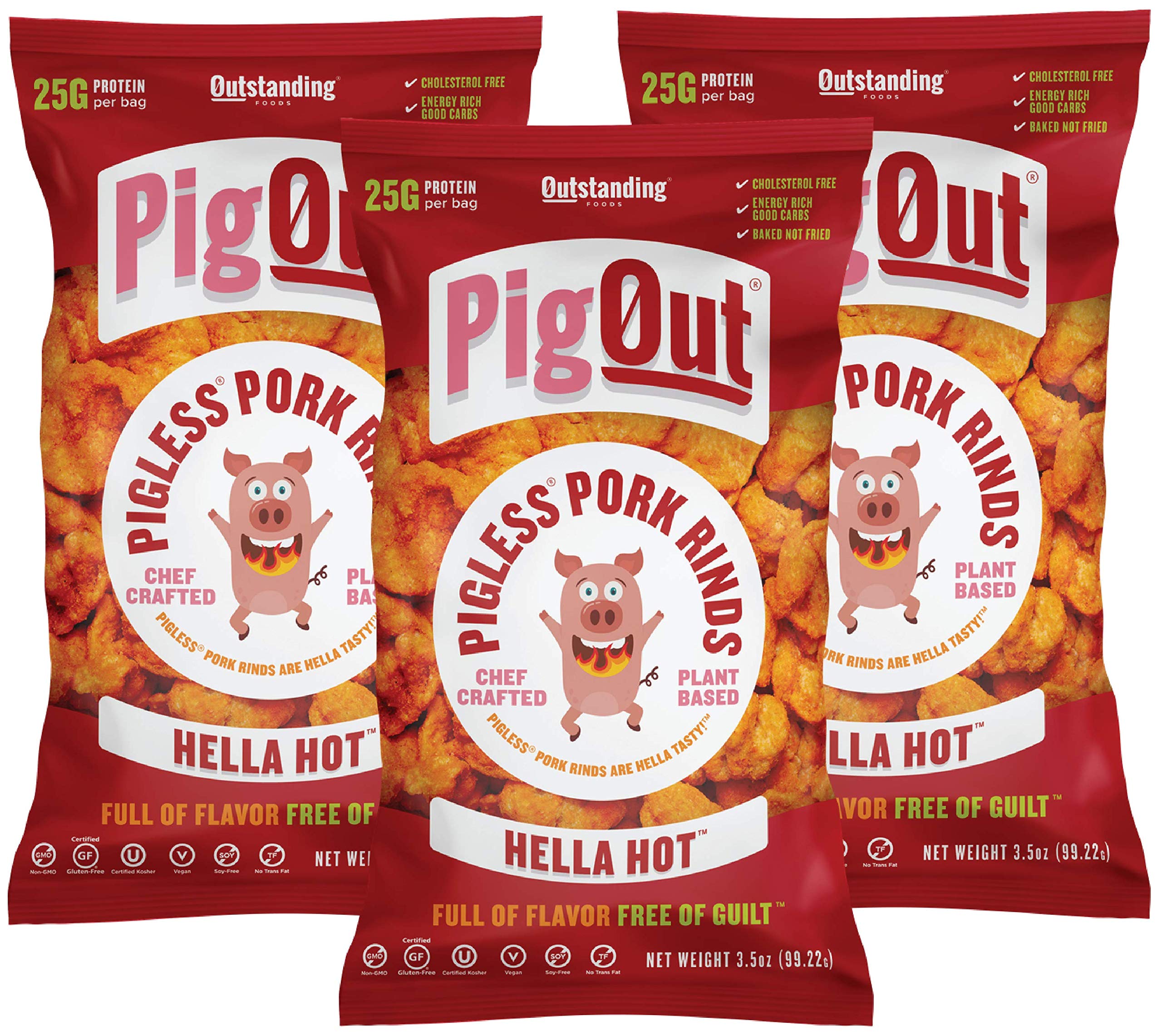 Outstanding Foods Hella Hot PigOut Pigless Pork Rinds PlantBased