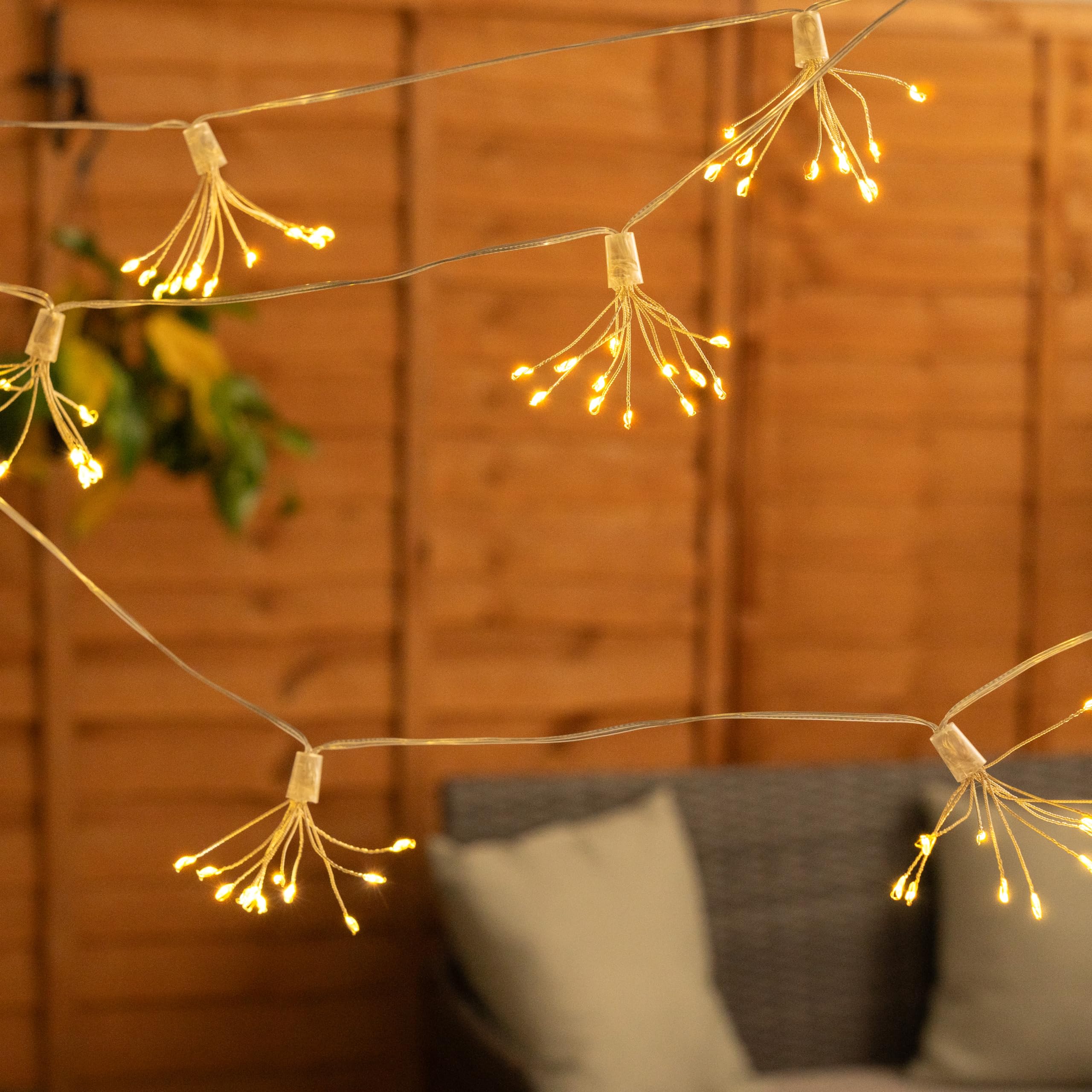 ValueLight Firework Clear Solar String Lights - Set of 10 White LED - Outdoor Garden Lighting