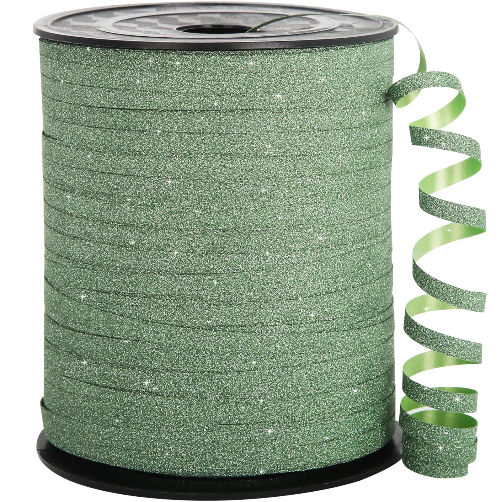 OMISELIO Green Ribbon 500 Yard, Glitter Green Curling Ribbon, Shiny Metallic Curling Ribbon for Gift Wrapping, Balloon Ribbon, Balloon String, Gift