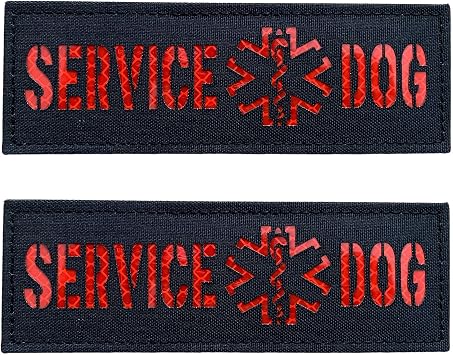 2 Pack Black Red Reflective Laser Cut Tactical Dog Patches Service Dog ,in Training,DO NOT PET, Tags with Hook and Loop Patches for Vests and Harnesses Service Dog