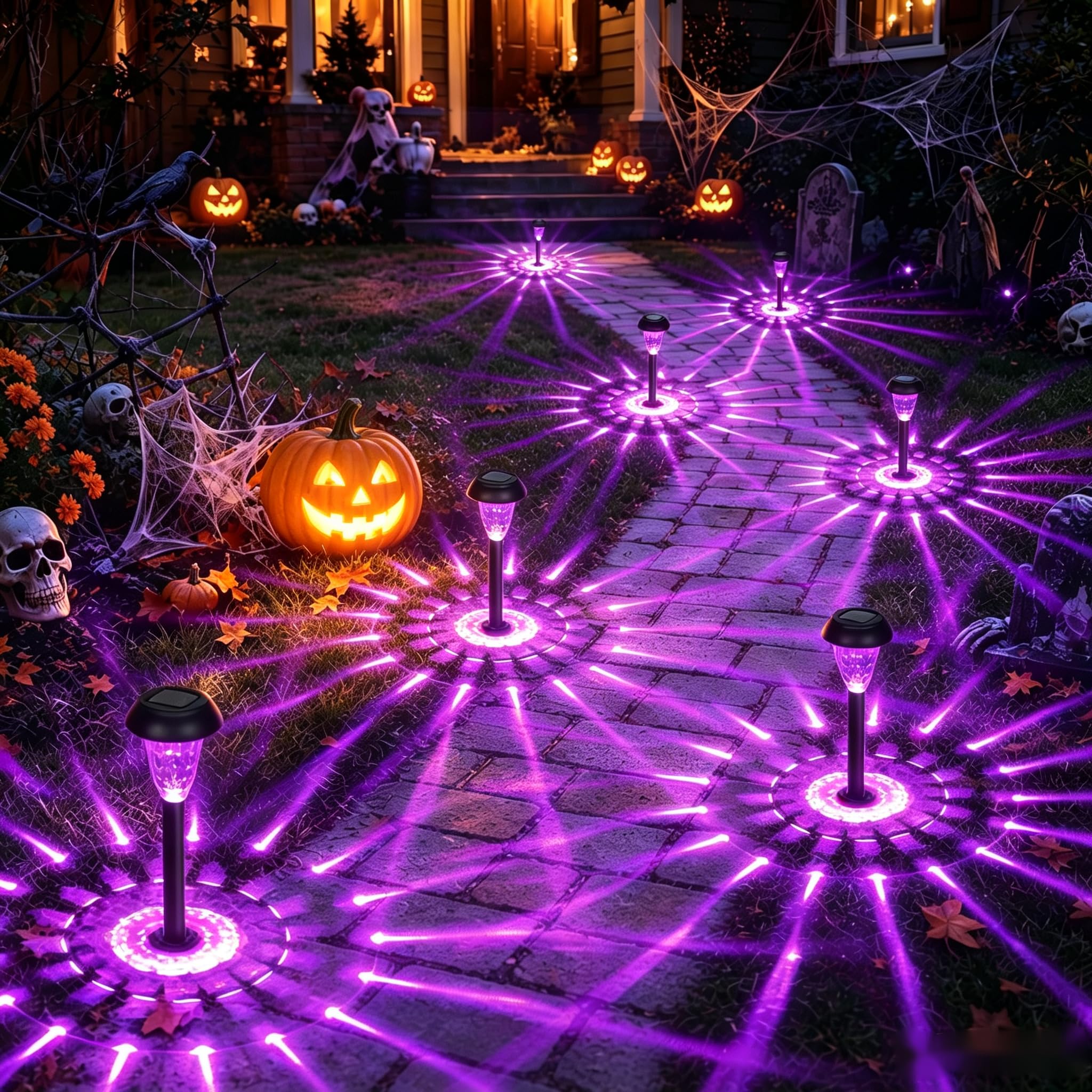 GIGALUMI Solar Halloween Lights Outdoor Waterproof Pathway Lights, 12 Pack