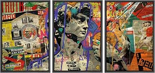 wall26 Framed Canvas Print Wall Art Set Spray Paint Michelangelo David Graffiti & Street Art Comic Book Illustrations Modern Art Urban Portrait for Living Room, Bedroom, Office - 16"x24"x3 Black