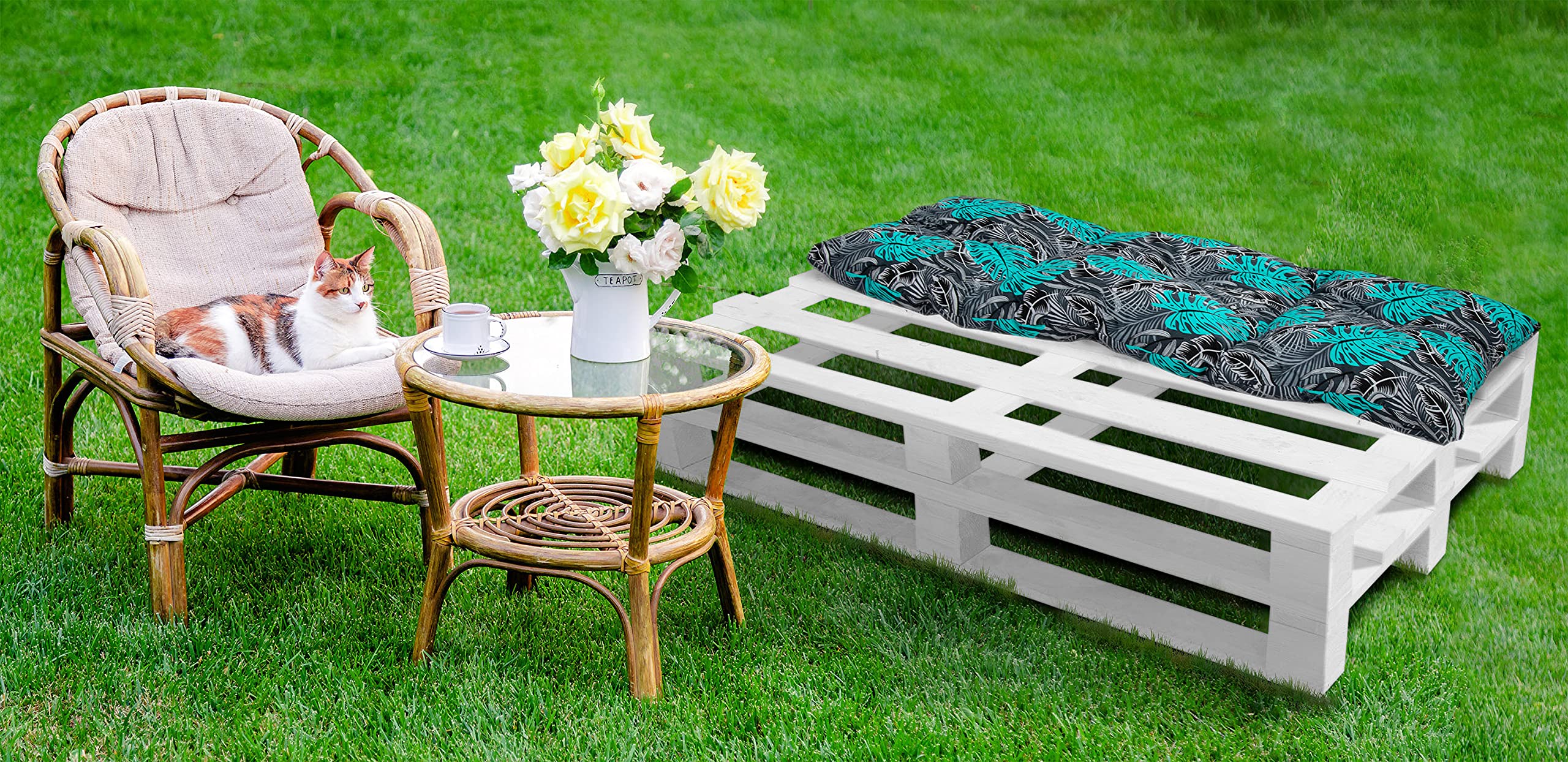 Amilian Palettenkissen 120x40 Cm – Sitzauflage Für Europaletten, Balkon & Garten, Outdoor Geeignet, Baumwollbezug, Polyesterfüllung, Waschbar Bei
