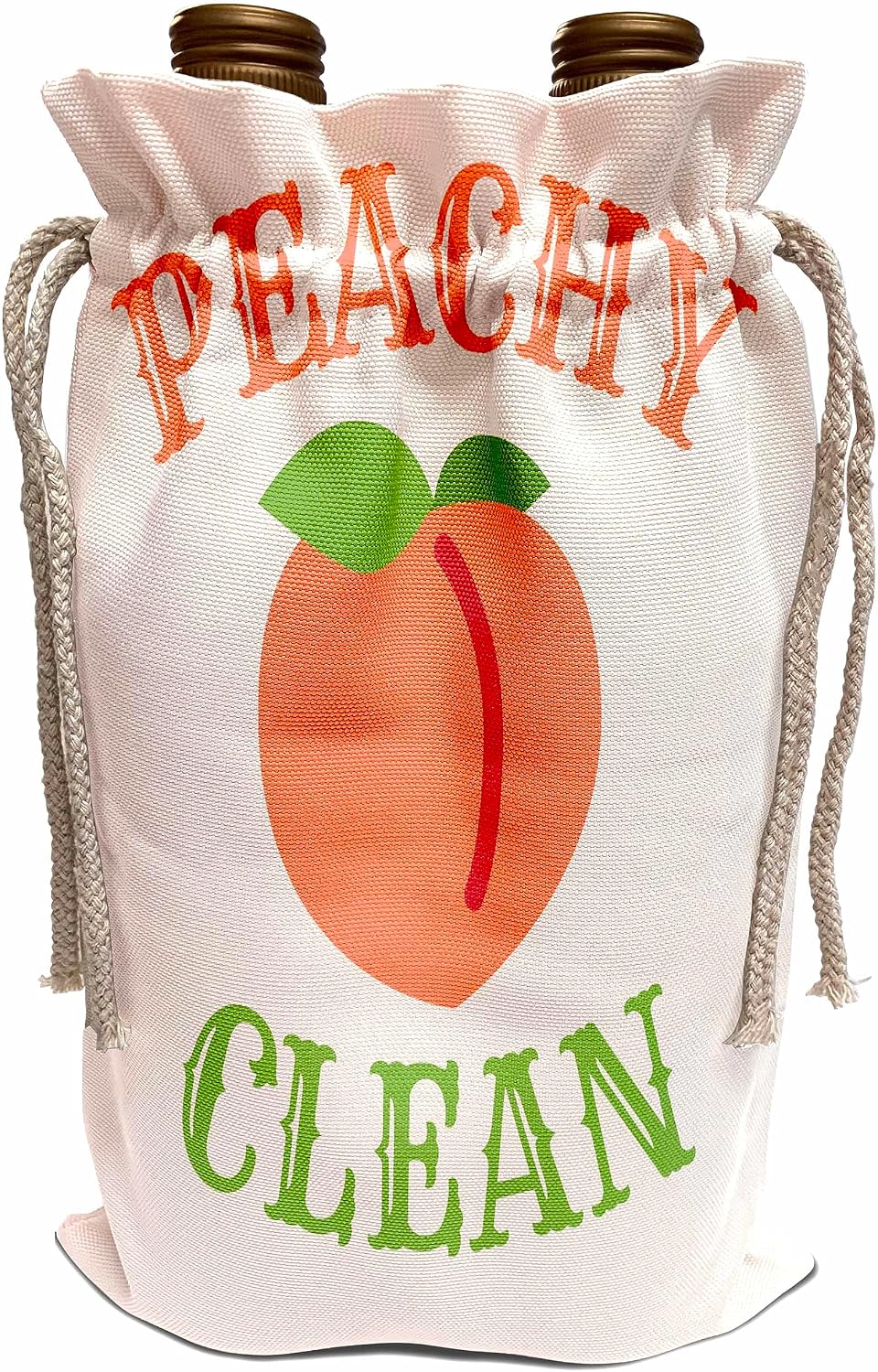 3dRose Peachy Clean - Fun Peach Bathroom Decor Art Funny Wash Washing Fruity Wine Bag