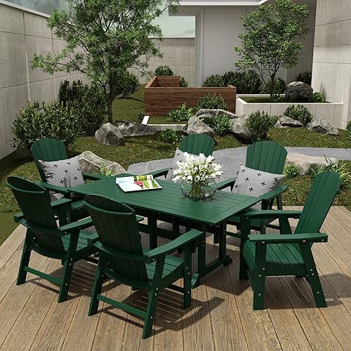 Vista 59 de WestinTrends Malibu Malibu Patio al aire libre HDPE plástico Adirondack silla comedor teca