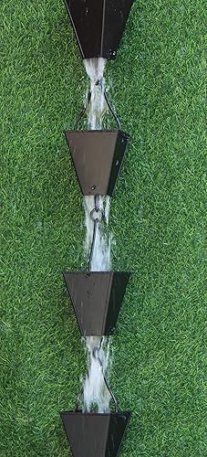 Miniatura 6 de KAM Home - Cadena de lluvia de copas cuadradas cónicas de bronce con kit de instalación (negro, 10)