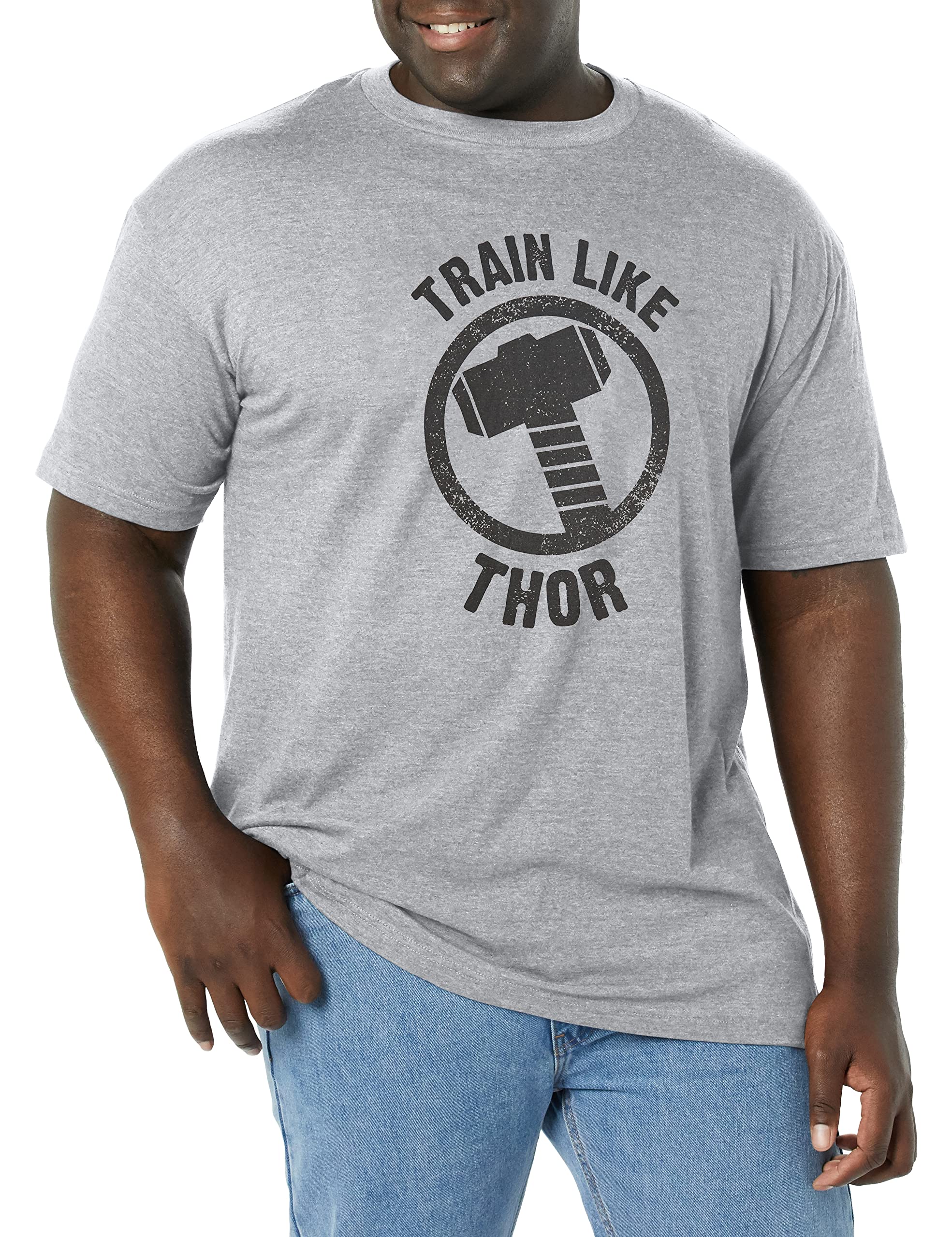 T-Shirt Thor Marvel Gris Athletic - Motif Iconique Imprimé Taille 5XL