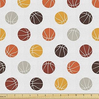 Ambesonne Basketball Fabric by The Yard, Ball Pattern in Earthen Tones Competition Sports Professional League Game Player, Decorative Fabric for Upholstery and Home Accents, 2 Yards, Ruby Orange - Buy now