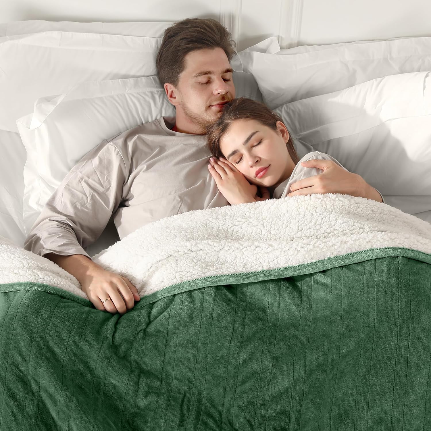 ESTINGO King Electric Blanket - 100"x90" Electric Heated Blanket with 5 Heating Levels & 10 Hours Auto Off, King Size Heated Blanket Dual Control for Bed, Ideal Gift, Hunter Green - Image 4