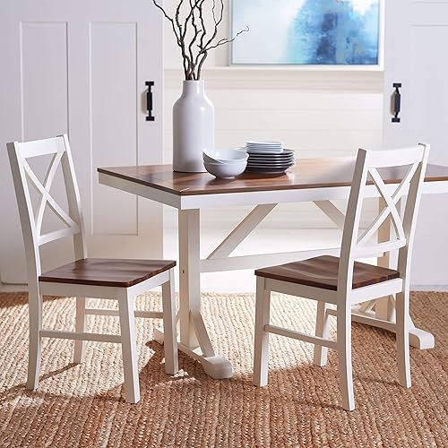 Miniatura 10 de Safavieh Home Collection Akash - Silla de comedor de 18 pulgadas con respaldo en X blanco y natural (juego de 2) blanco (White/Natural),Negro