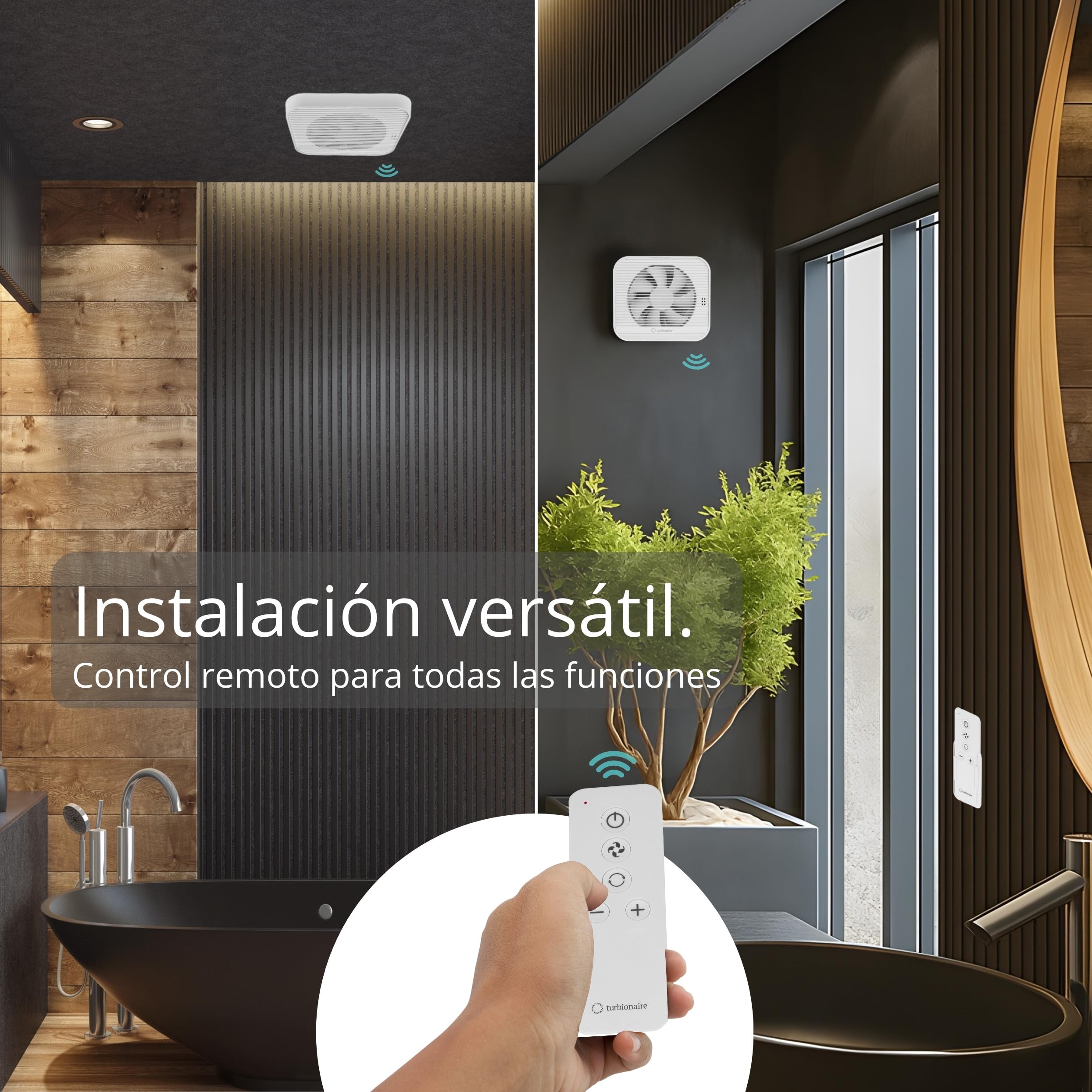 Turbionaire Axio 1012 R Extractor de baño, Multifuncional, 5 velocidades + Boost, Mando a distancia, Conexiones de 100 mm y 120 mm con válvula antirretorno incluida, 7.8W, 163 m³/h, Blanco