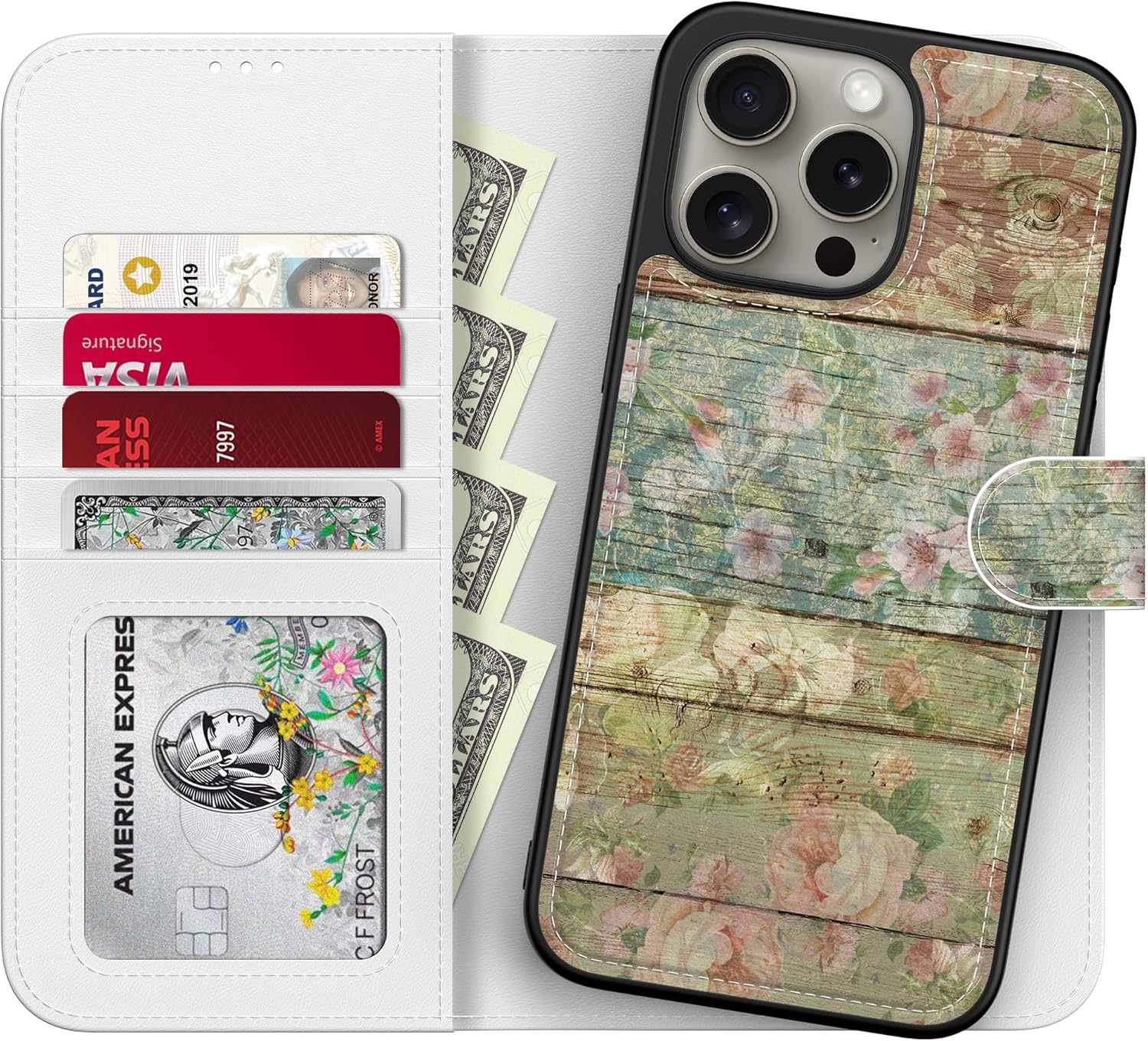 DorisMax for iPhone 14 Pro Wallet Case,Detachable Flip Folio Cover RFID Blocking 4 Card Slots Holder Premium PU Leather Magnetic Kickstand Phone Case for iPhone 14 Pro 6.1" Black White Leopard