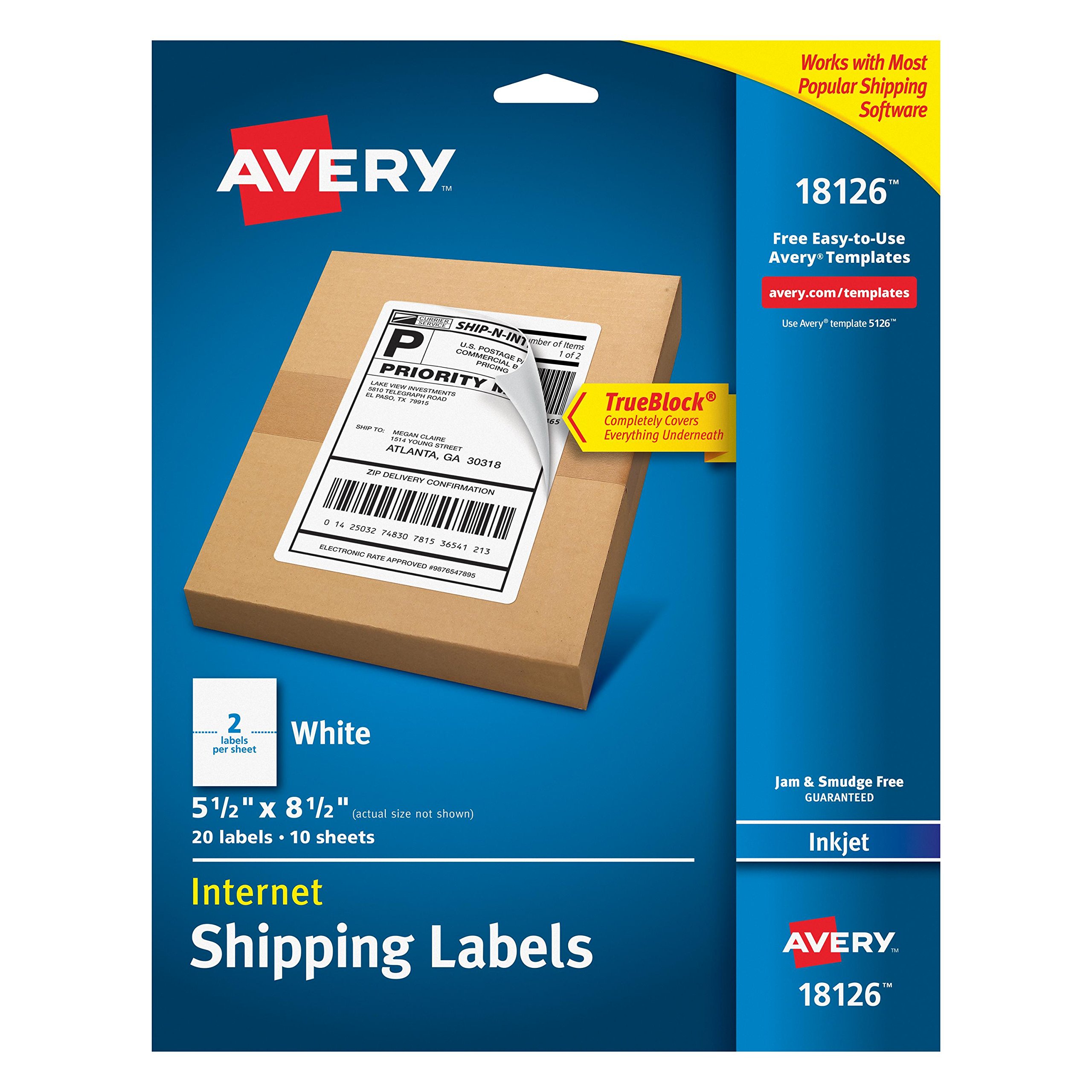 Avery Printable Shipping Labels, 5.5