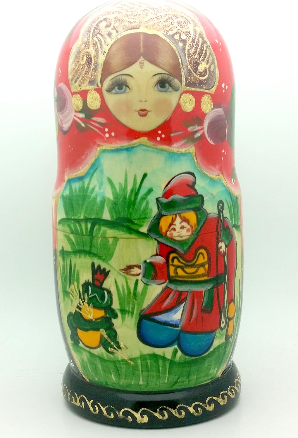 Frog Princess Russian Matryoshka Hand Painted Fairy Tale Nesting Doll Set 7 inches Tall