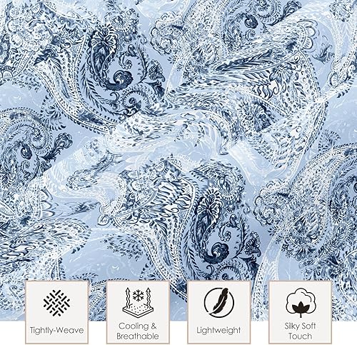 Miniatura 9 de Juego de sábanas Queen  Estampado floral  Sábanas de lujo de microfibra cepillada 1800  Sábanas refrescantes transpirables para cama tamaño Queen