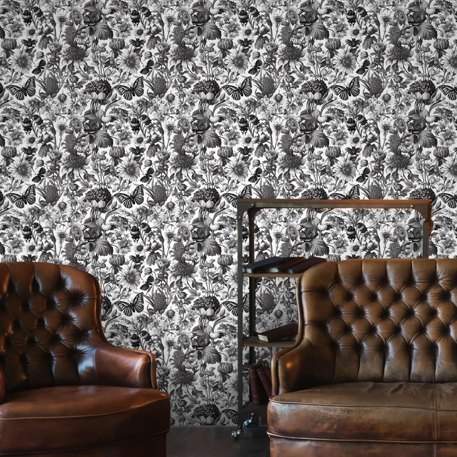 Zahhyg Grey Wallpaper Butterfly Peel And Stick Self Adhesive Wallpaper For Living Room Waterproof Vinyl, Art Deco Thicken Sticky Back Plastic Removable