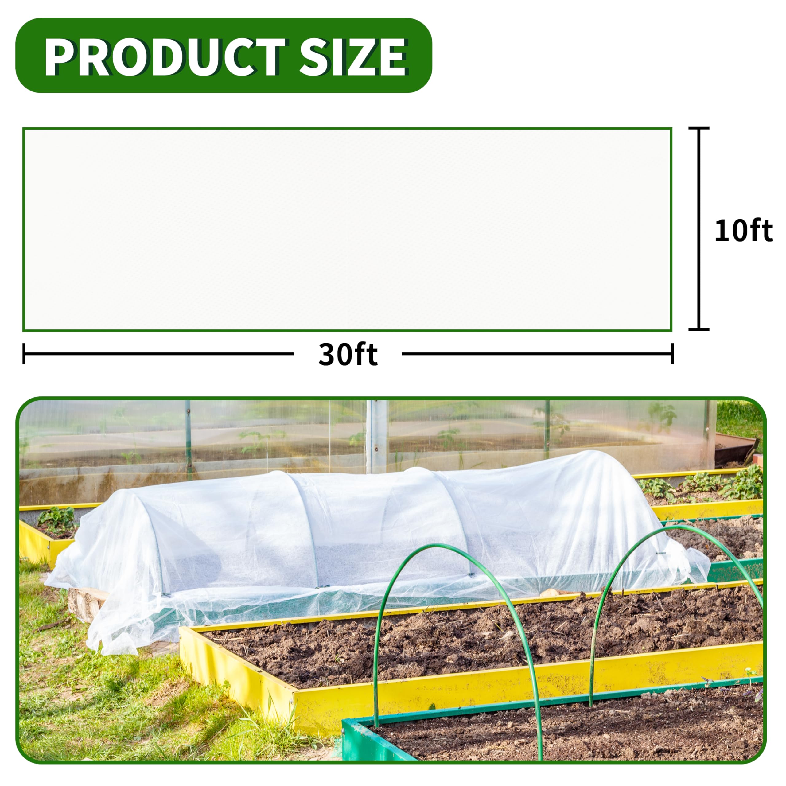 Cubiertas para plantas de 10 x 30 pies, protección contra la congelación, paños de 1.5 onzas/yd², manta para plantas para cama de jardín elevada de invierno, cubierta de jardín para nieve, árbol