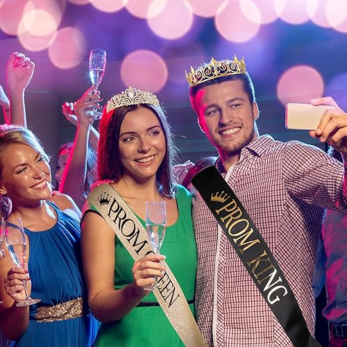 Miniatura 4 de Lyrow Juego de 4 coronas y fajas de graduación de Halloween, para niñas, graduación, rey y reina, tiara para regalos de fiesta, boda, fiesta de