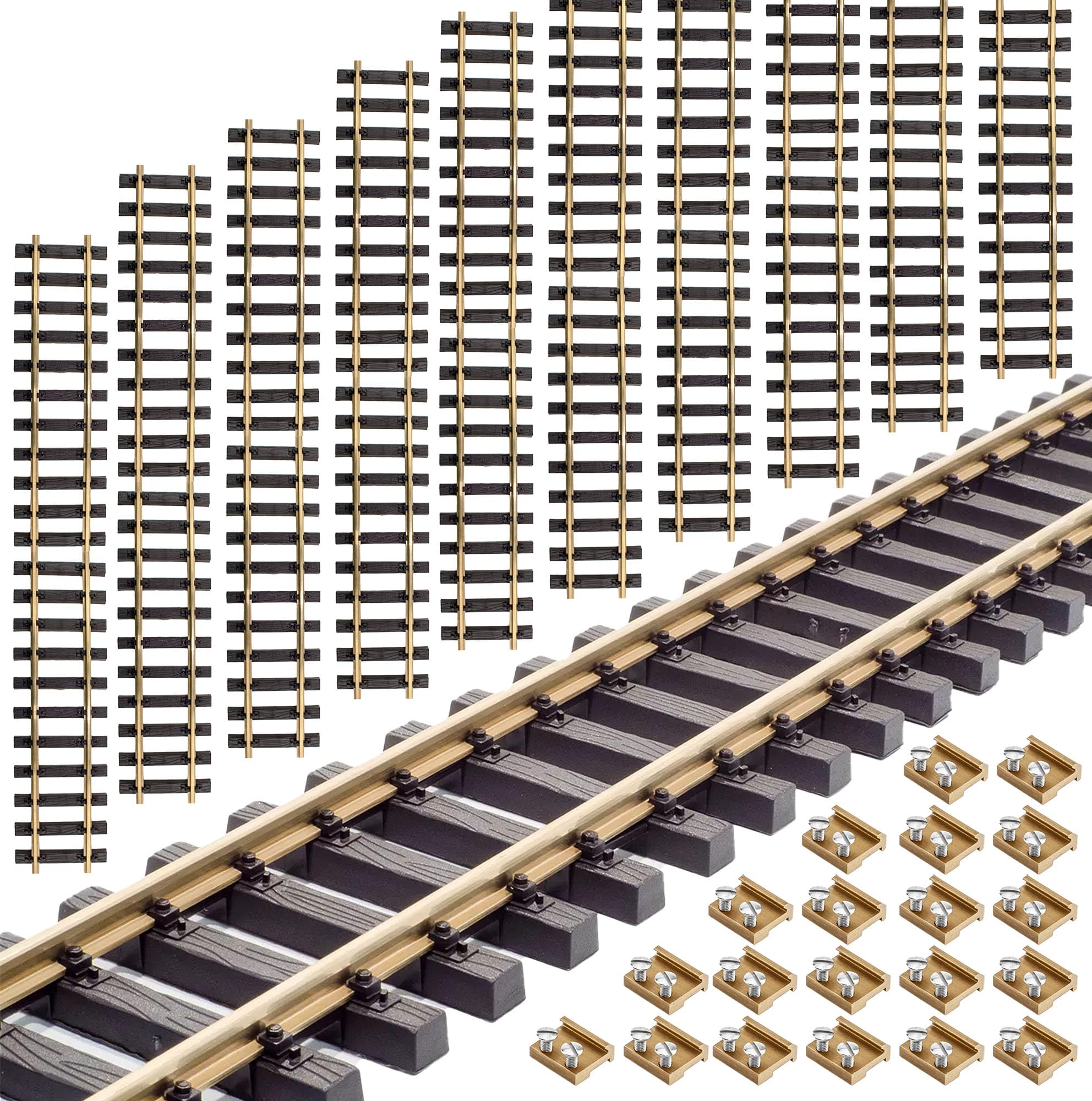 Gleis gerade 60 cm mit Messing-Schraub-Verbinder - 10 Stück - mit Allen Spur G Gleissystemen kombinierbar