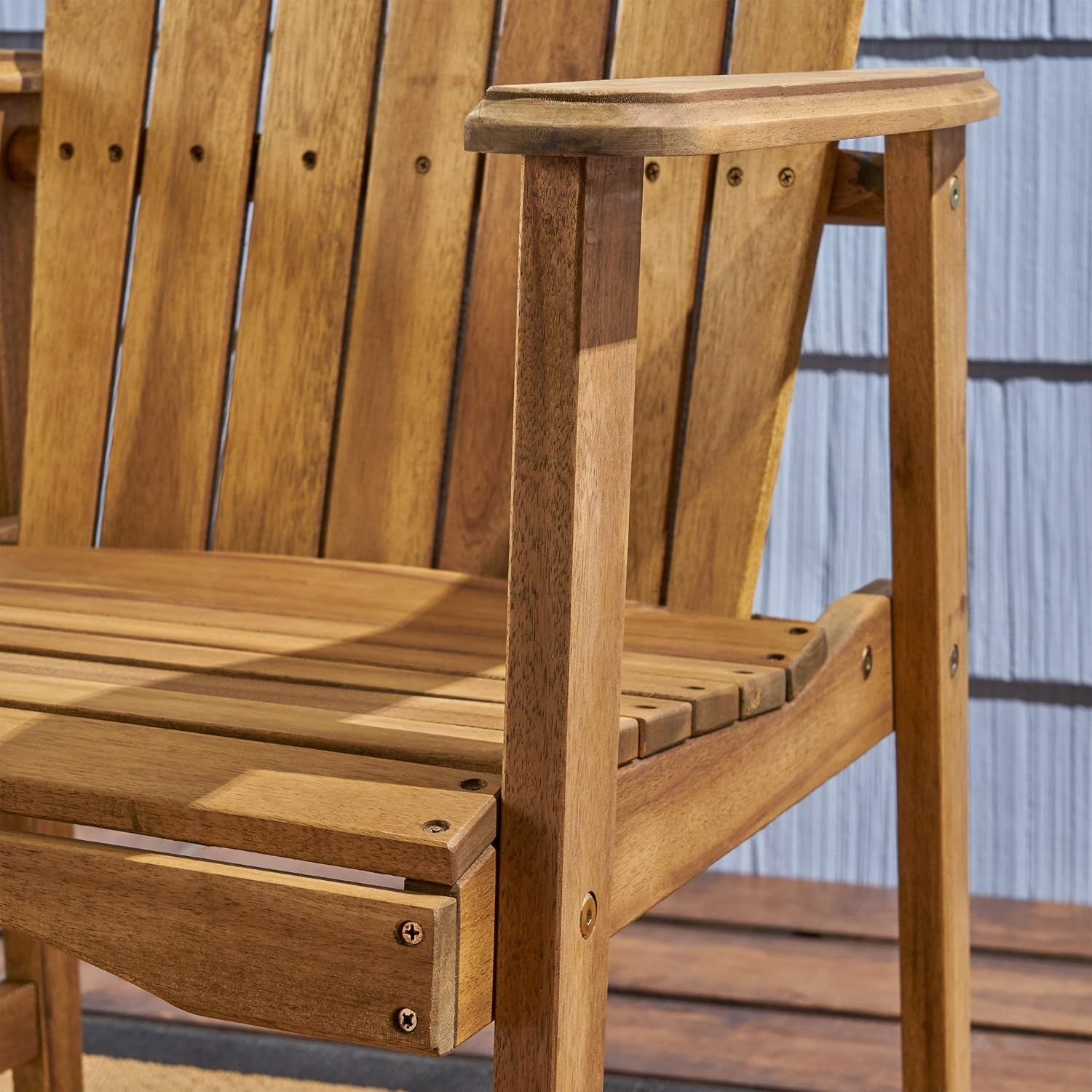 Great Deal Furniture Easter Outdoor Weather Resistant Acacia Wood Adirondack Dining Chairs (Set of 2), Natural Finish