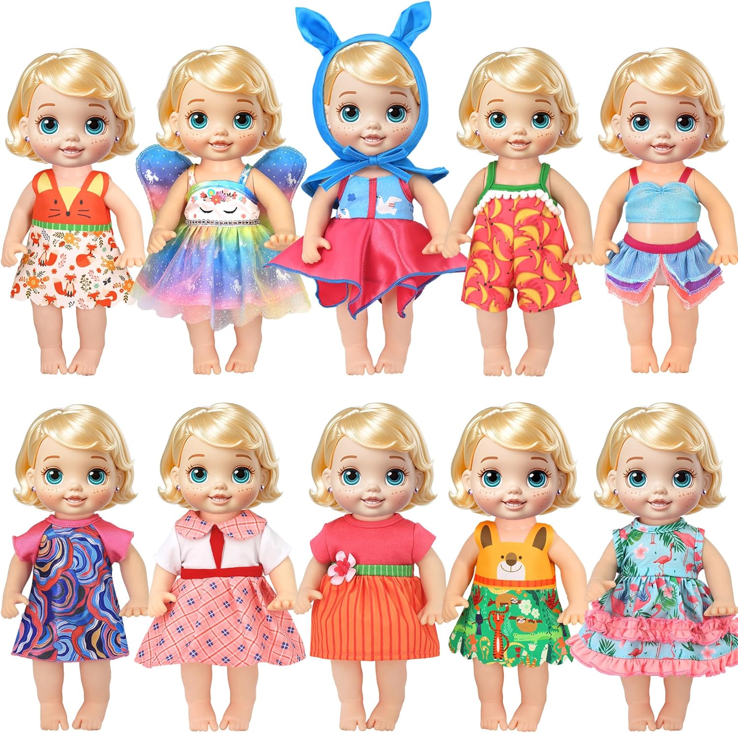 ebuddy 10 Sets Alive Baby Doll Clothes - Doll Clothes and Accessories s for 10 Inch Baby Dolls 12 Inch Baby Dolls