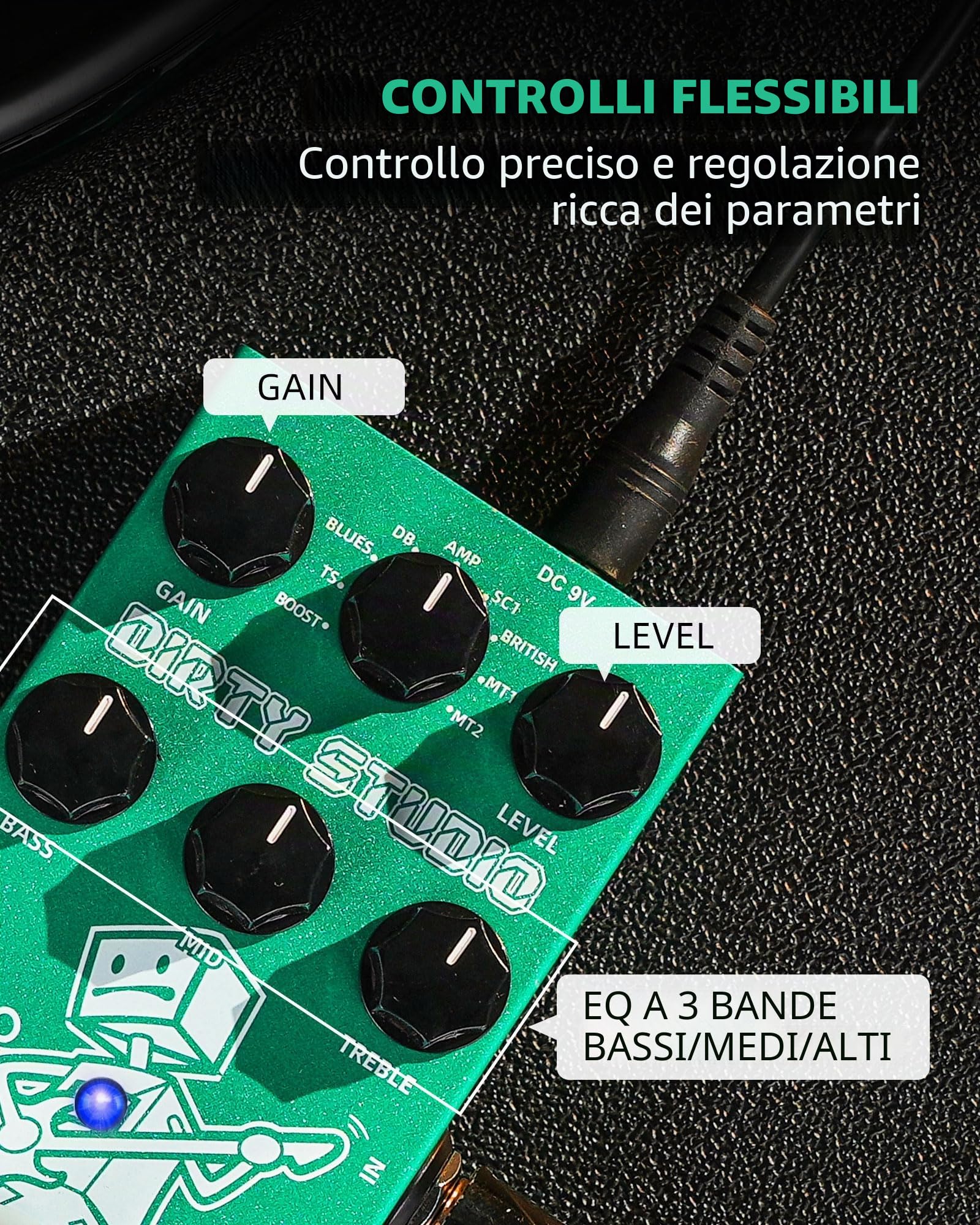 Pedale Distorsione Overdrive LEKATO Da Boost a Dist, Pedale effetto overdrive per chitarra con equalizzatore a 3 bande per chitarra elettrica