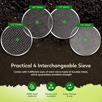 Setaccio Per Terra In Acciaio Inox Homoyoyo – Setaccio Da Giardino Con Maglie Da 5 Mm E Impugnatura Ergonomica, Per Sabbia, Compost E Pacciame, Uso Pesante
