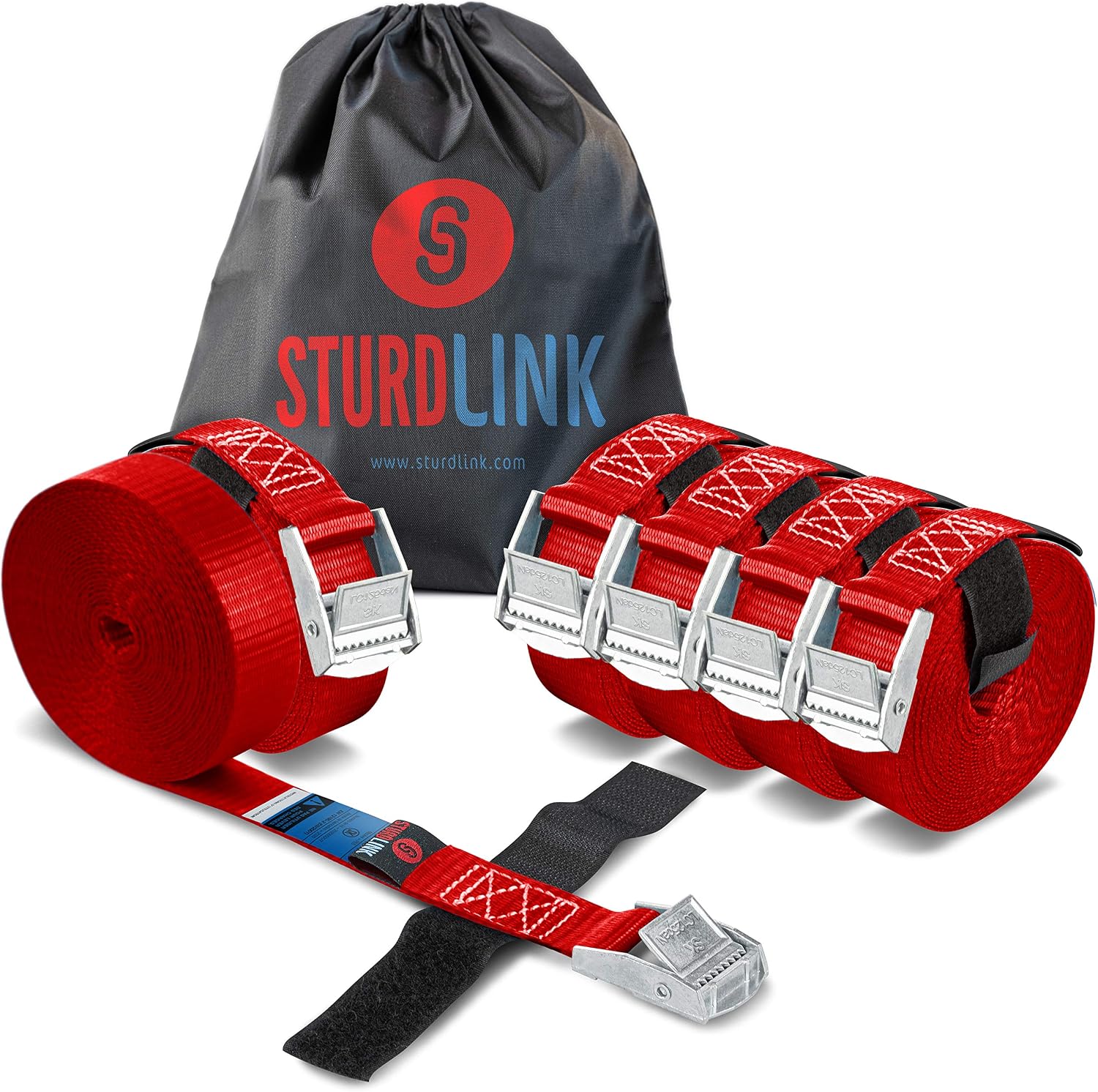 US PRO 4pc Cam Buckle Tie Down Straps – Nylon Lorry Lashing, Roof Rack & Trailer Straps (9148)