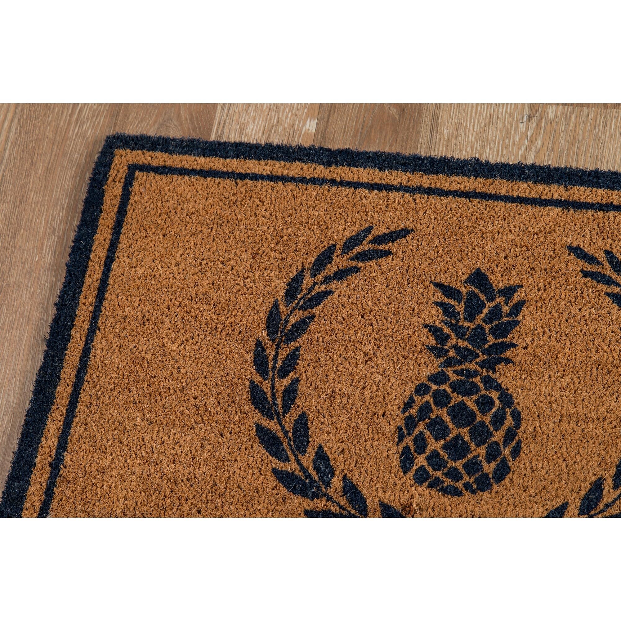 Erin Gates by Momeni Park Pineapple Navy Hand Woven Natural Coir Doormat 1'6" X 2'6"
