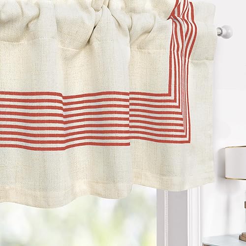 DriftAway Chris - Cortina de lino con patrón de rayas verticales, aislamiento térmico, oscurecimiento de lino, cenefa para ventana, bolsillo para