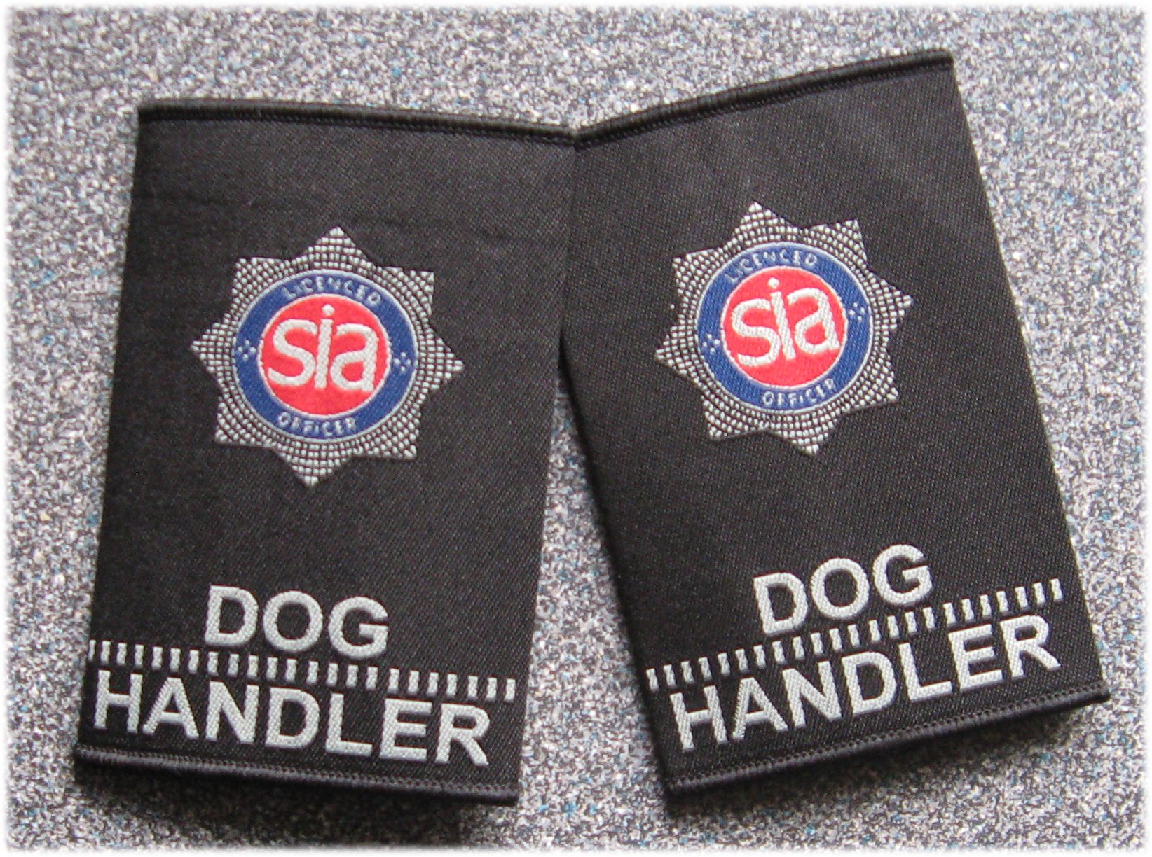 SIA Security Dog Handler Badged Epaulettes for Shirt, stab Vest, Coat, Jumper, or Fleece