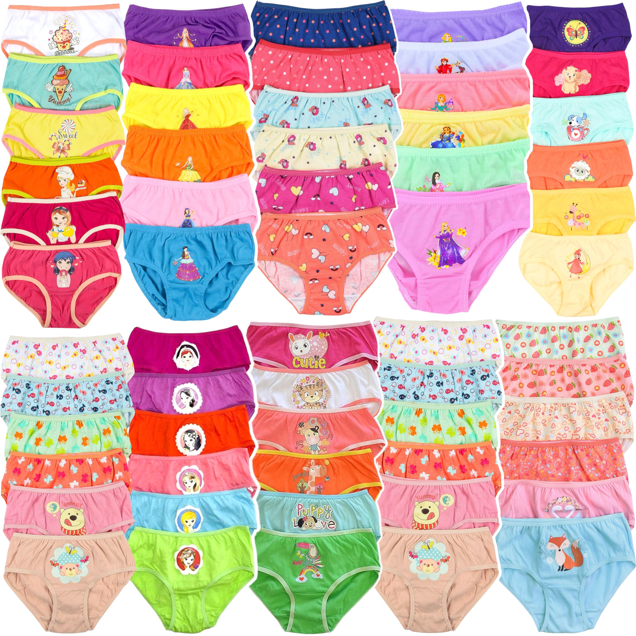 ToBeInStyle Girls Pack of 6 Random Assorted Print Cotton Bikini Panties