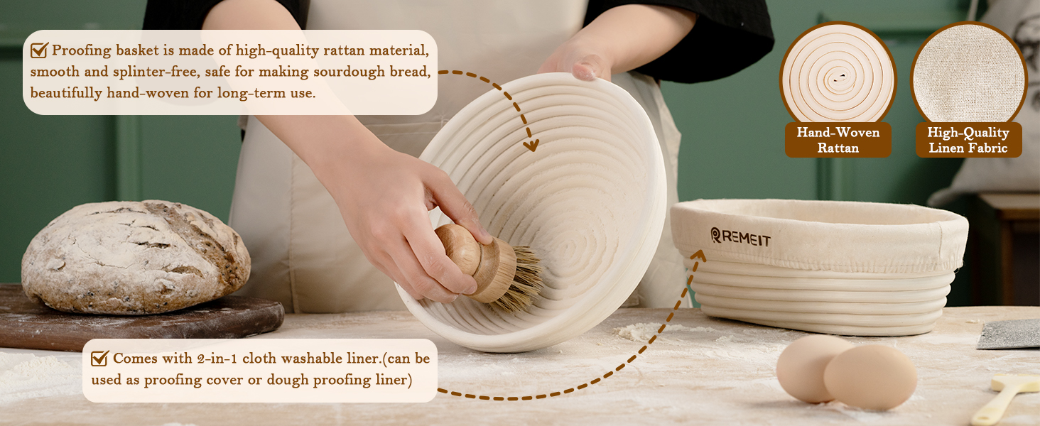REMEIT Banneton Bread Proofing Basket Sourdough