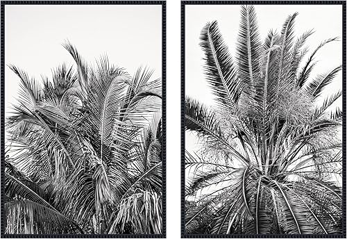 Miniatura 1 de Kate and Laurel Palms No. 13 & No.15 2 Piece Framed Canvas Wall Art Set by Alicia Bock, Sylvie Beaded Black Modern Contemporary, Nature Art for Wall